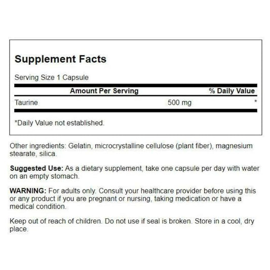 USAOnhand| Swanson, Taurine, 500 mg, 100 Capsules
