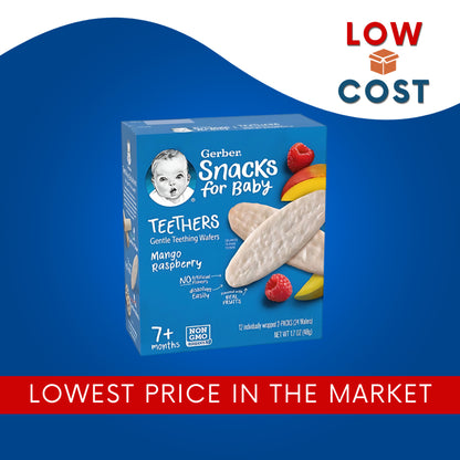 Low Cost PH | Gerbers Teethers Snacks for Baby, Gentle Teething Wafers, 7+ months, 12 Packs