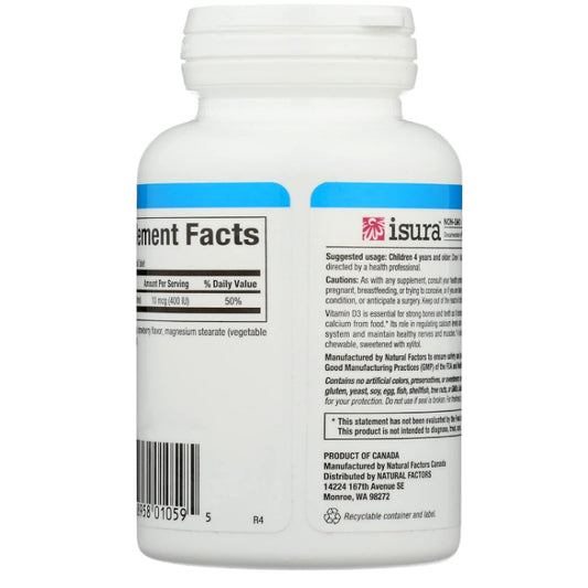 LowCost PH| Natural Factors, Vitamin D3 400 IU, Supports Strong Bones, Teeth and Immune Function.