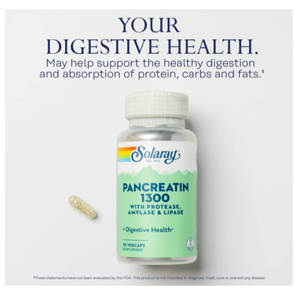 LowCostPH | Solaray, Pancreatin 1300, 90 VegCaps, With Protease, Amylase & Lipase Digestive Health