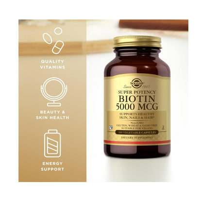 USA Onhand | Solgar, Biotin, 5,000 mcg ( Skin, Nails & Hair Support )