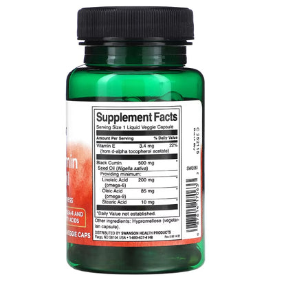 SwansonPh | Swanson, Black Cumin Seed Oil, 500 mg, 60 Liq Veggie Caps, Supports Immune Health