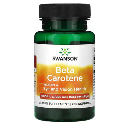 Swanson Ph | Swanson, Beta Carotene, 10,000 IU (3,000 mcg RAE), 250 Softgels. Eye and Vision Health