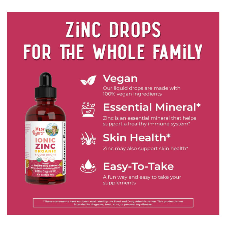LowCostPH| MaryRuth's, Organic Ionic Zinc Liquid Drops, Strawberry Lemon, 4 fl oz (120 ml) 6mos+