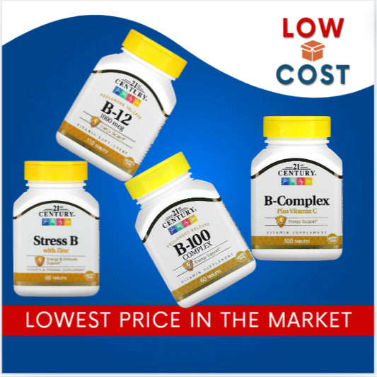 LowCostPh | 21st Century, B-100 B-50 Complex, Prolonged Release, B-12 1,000 mcg Tablets