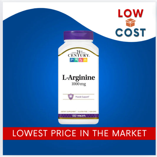LowCostPh | 21st Century, L-Arginine, 1,000 mg, 100 Tablets, Muscle Support Dietary Supplement,