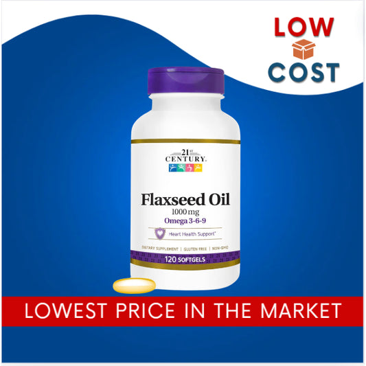 Low Cost PH | 21 Century, Flaxseed Oil, 1000 mg, 120 Softgels Heart Health SupportDietary Supplement