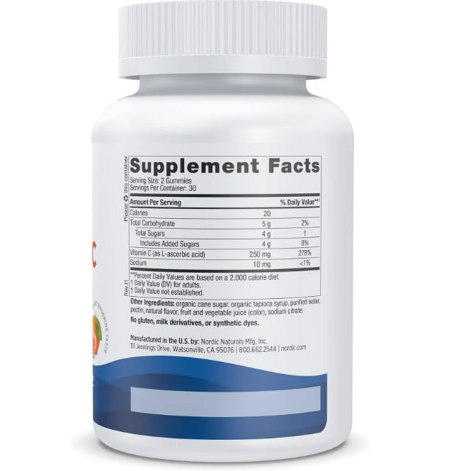 LowCostPH| Nordic Naturals, Vitamin C Gummies, Tangerine, 60 Gummies, Supports Healthy Immune System