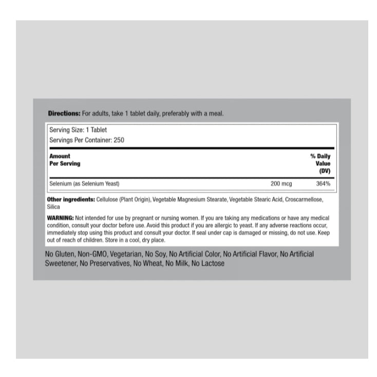 LowCost PH| Piping Rock Selenium 200mcg Supplement | 250 Tablets | Vegetarian, Non-GMO, Gluten Free