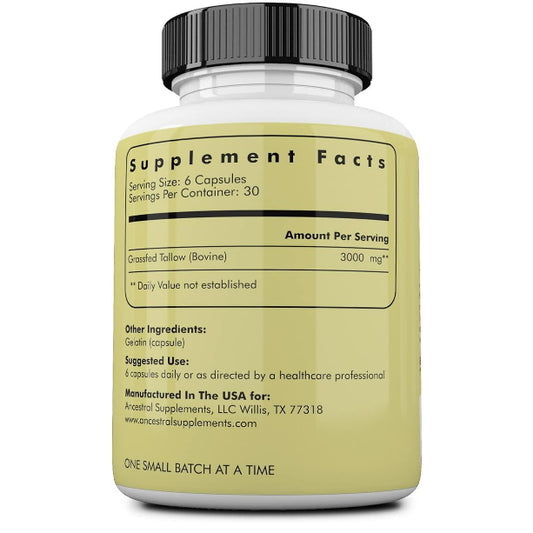 LowCost PH| Ancestral Supplements Grass Fed Beef Tallow Capsules, 3000mg, Nourishing Kidney Fat Supp