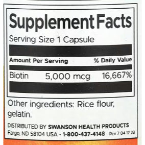 LowCost PH| Swanson, Biotin, 5,000 mcg, 100 Capsules