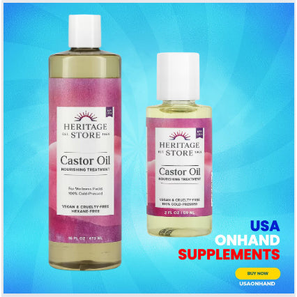 USAOnhand| Heritage Store, Castor Oil, Nourishing Treatment, 16 fl oz (473 ml) (59ml)