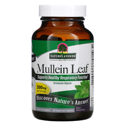 LowCostPh | Nature's Answer, Mullein Leaf, 500 mg, 90 Veg Cap | Fluid Extract, Alcohol-Free, 2,000mg