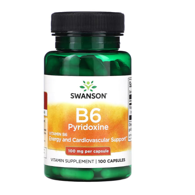 Swanson Ph | Swanson, B6 Pyridoxine, 100 mg, 100 Capsules Energy and Cardiovascular Support