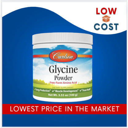 LowCostPH| Carlson - Glycine Powder, 2000 mg Glycine, Amino Acid Powder, Energy Production, Muscle