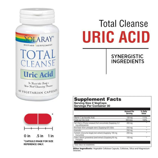 LowCostPH | Life Extension, Tart Cherry, Uric Acid Control, 60 Vegetarian Capsules | Solaray Cleanse