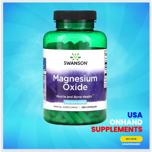 USAOnhand| Swanson, Magnesium Oxide, 200 mg, 250 Capsules