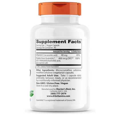 LowCostPH | Doctor's Best, Fully Active Folate 400 with Quatrefolic, 400 mcg, 90 Veggie Caps