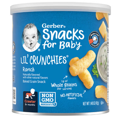 LittleSunshine | Gerbers, Snacks for Baby, Lil' Crunchies, Baked Grain Snack, Wheels 8+Months,(42 g)