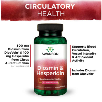 SwansonPh | Swanson, Diosmin & Hesperidin, 60 Capsules, Supports Cardiovascular & Blood Health,