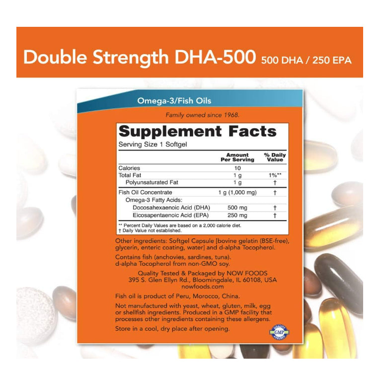 LowCostPH | Now, DHA-500/EPA-250, Double Strength, 180 Softgels Double Strength500 DHA EPA