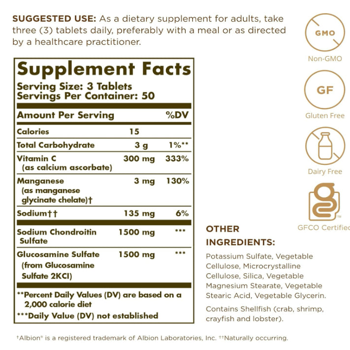 LowCostPh | Solgar, Extra Strength Glucosamine Chondroitin Complex, 150 Tablets