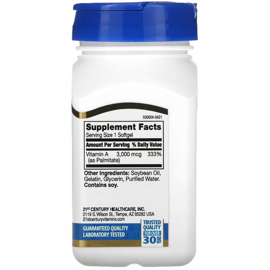 LowCostPH | 21st Century Vitamin A 10,000 IU Softgels, 110 Count. Eye Health Support.