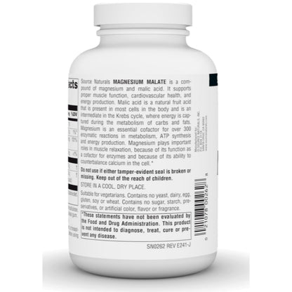 LowCost PH| Source Naturals, Magnesium Malate, 180 Tablets Energy Production