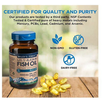 Lowcostph | Wiley's Finest, Wild Alaskan Fish Oil, Peak EPA, 1,250 mg, 120 Fish Softgels