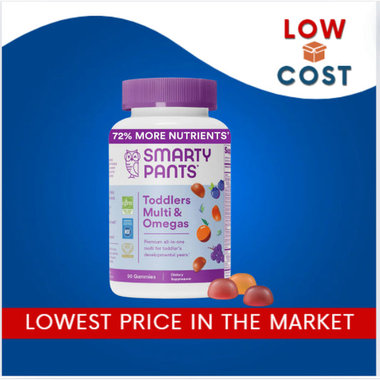LowCostPh | SmartyPants, Toddler Formula, Multi and Omega 3s, Grape, Orange, and Blueberry, 90 ct