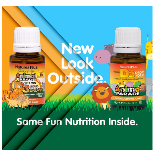 LowCostPh | Natural Factors, NaturesPlus Animal Parade, Vitamin D3 for Kids, 10 mcg (400 IU) | Drops