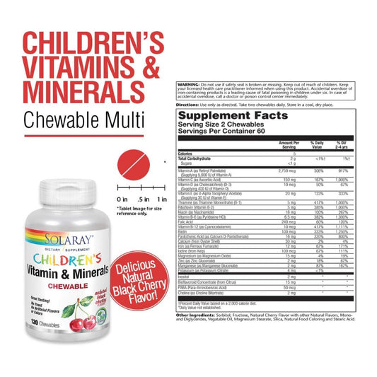 LowCostPH | Solaray, Kids, Focus Chewables, Natural Grape, Kids Vitamins & Minerals Chewable,Natural