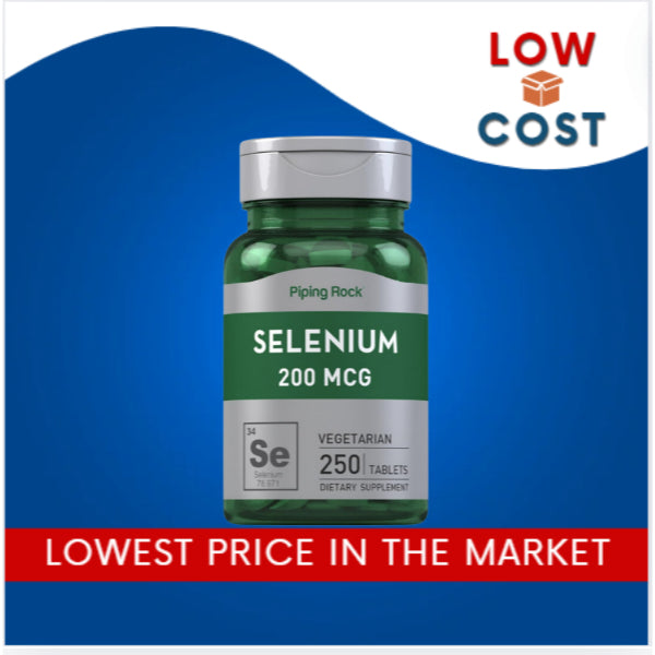 LowCost PH| Piping Rock Selenium 200mcg Supplement | 250 Tablets | Vegetarian, Non-GMO, Gluten Free