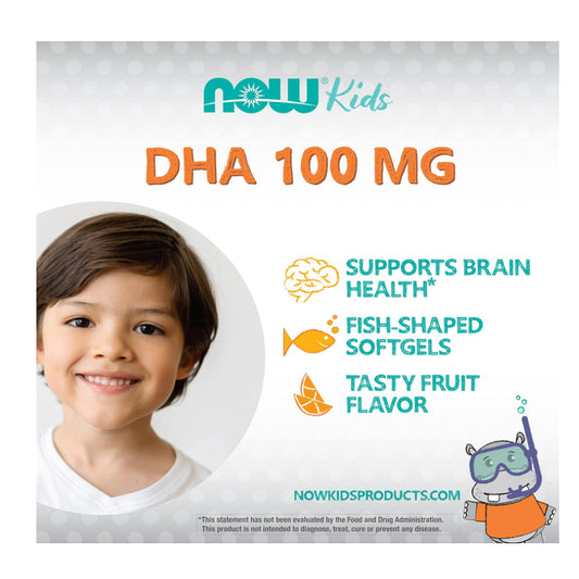 LowCostPH| NOW Supplements, DHA Kids 100 mg, Supports Brain Health*, Fruit Flavor, 60 Chewable Softg