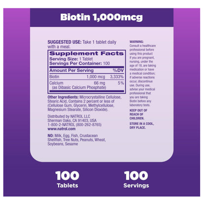 LowCostPh | Na trol, Biotin, 1,000 mcg, 100 Tablets