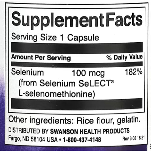 LowCostPH | Swanson, Selenium,L-Selenomethionine, 100 mcg 200 mcg. Cardiovascular & Prostate Health