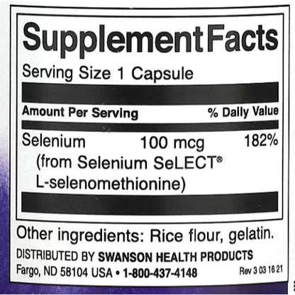 LowCostPH | Swanson, Selenium,L-Selenomethionine, 100 mcg 200 mcg. Cardiovascular & Prostate Health