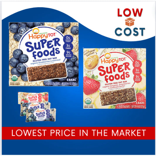 Low Cost PH | Happy Baby Organics, Happytot, Fiber & Protein Soft-Baked Oat Bar, Superfoods,