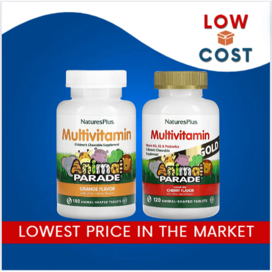 LowCostPh | NaturesPlus, Animal Parade Gold, Children's Chewable Multivitamin, Cherry,Grape & Orange