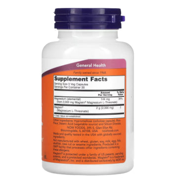 LowCostPh | NOW Foods, Magtein, Magnesium L-Threonate, 90 Veg Capsules, Supports Memory and Learning