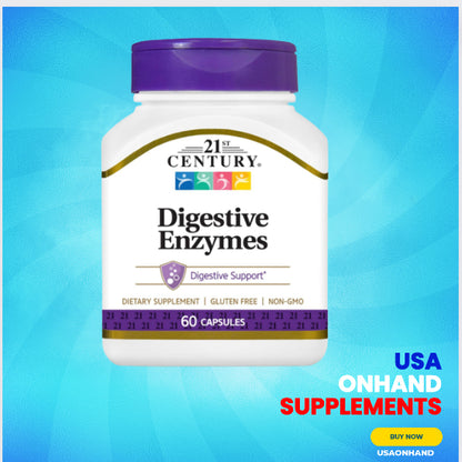 USAOnhand| 21st Century, Digestive Enzymes, 60 Capsules