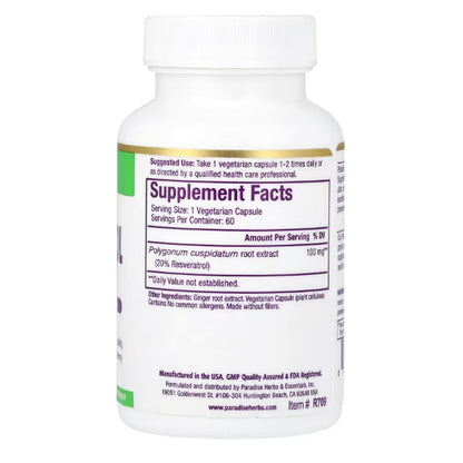 LowCostPh | Paradise Herbs, Resveratrol Extract, 60 Vegetarian Capsules, Non-GMO · Gluten Free