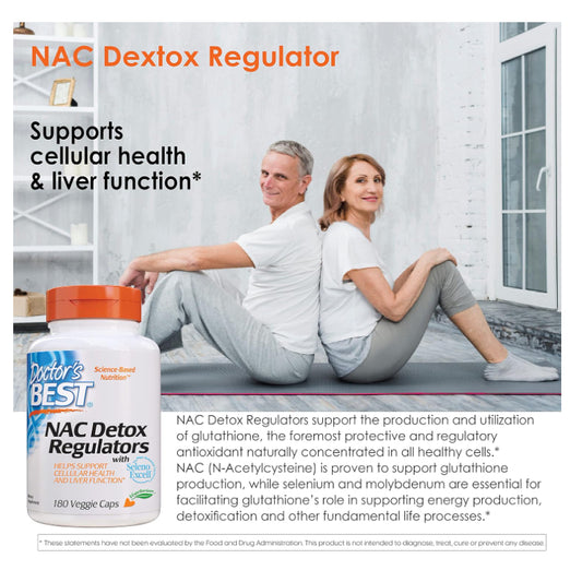 LowCostPH| Doctor's Best Nac Detox Regulators with seleno excell, Non-GMO, Vegetarian, Gluten&Soy Fr