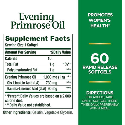 Nature's Bounty, Evening Primrose Oil, 1,000 mg, 60 Rapid Release Softgels