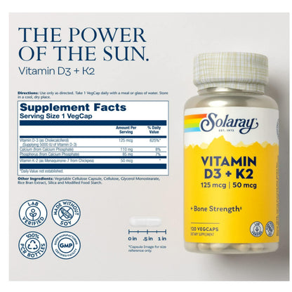 LowCostPh | NOW Foods, Sports Research, Solaray, Vitamin D3+K2, Supports Bone & Immune Health 120ct