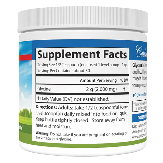 LowCostPH| Carlson - Glycine Powder, 2000 mg Glycine, Amino Acid Powder, Energy Production, Muscle