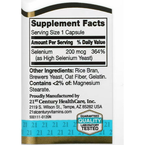 LowCostPH | 21st Century, Selenium, 200 mcg, 60 Capsules | AntiOxidant and Thyroid Support