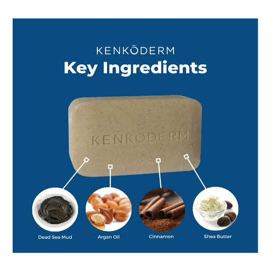 LowCostPH| Kenkoderm Psoriasis Dead Sea Mud Soap with Argan Oil & Shea Butter, 4.25 oz, 1 Bar