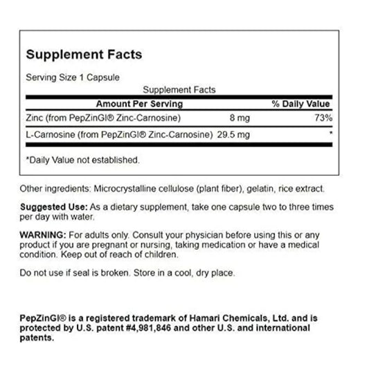 Lowcostph | Swanson, Zinc Carnosine, 60 Capsules