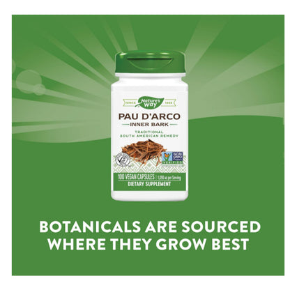 LOwCostPh | Nature's Way, Pau D'Arco Inner Bark, 545 mg, 100 Vegan Capsules